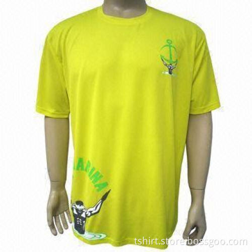 Men's Printed Yellow T-shirt, Ideal for Sports, Customized Logo Printings are Accepted